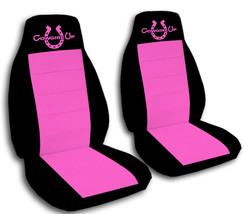 Universal Size front set car seat covers  Black and hot pink with cowgirl up - £52.57 GBP