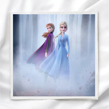 Frozen Anna Elsa Quilt Block Image Printed on Fabric Square - $4.25+