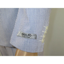 Men ADOLFO Seersucker Suit Stripe Casual Dressy Summer Suit 2 Button C622 Blue image 7