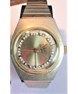 Seiko Electra Gold Plated Rhinestone Dial Unbreakable Mainspring Mens Wa... - $59.35