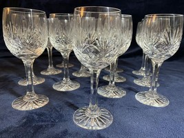 Vintage Glassware set of 14 Wine Glasses Grass Cut Design - $148.50