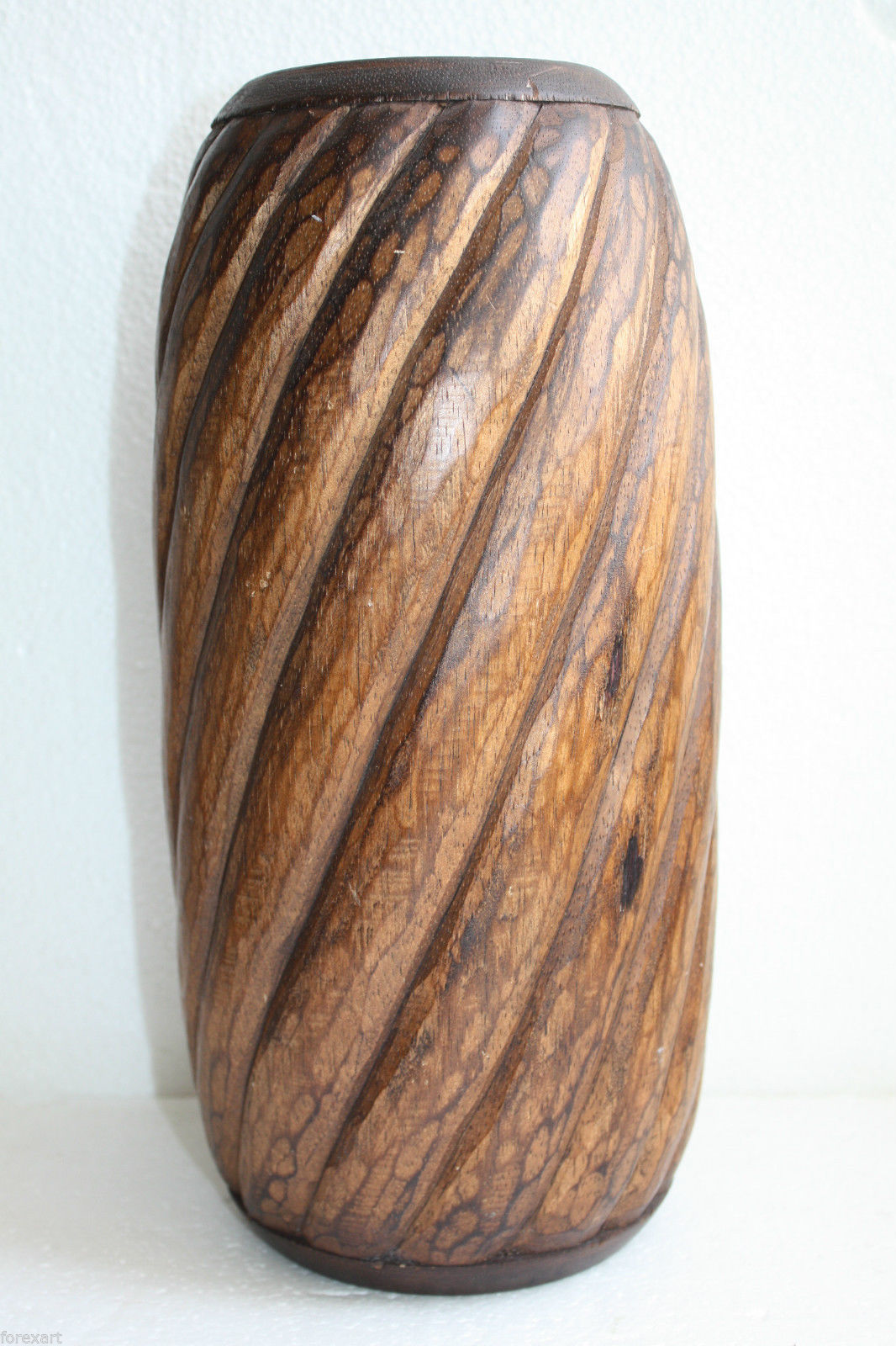 Antique Wooden Hand Carved Decorative Walnut Urn Planter Pot Vase Rustic 14" - £86.83 GBP
