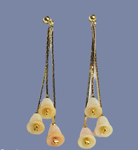 vintage Faux coral angel skin gold tone dangle earring - £23.70 GBP