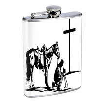 Cowboy Cross Em1 Flask 8oz Stainless Steel Hip Drinking Whiskey - £11.93 GBP