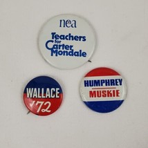 Lot (3) Presidential Campaign Buttons 70&#39;s Vintage Humphrey, Wallace, Carter - £7.86 GBP
