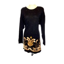 Women&#39;s Black Sweater Dress with Gold Sequins - £11.22 GBP