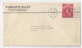 Philippines 1941 Commonwealth Carlque Sales Commercial Cover to US Sc# 453 - $8.95