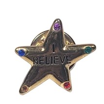 I believe Star Lapel Pin Gold Tone Multicolor Colored Rhinestones  - £4.90 GBP