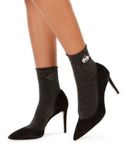 allbrand365 designer Womens Embellished Metallic Anklet Socks, 9-11, Black - £8.50 GBP