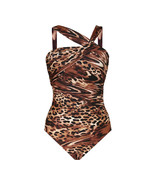 Miraclesuit OnePiece Ocicat Asymmetirical Halter Swimsuit Sz 14 Animal P... - €59,91 EUR