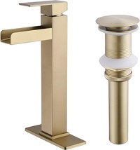 Inage Bathroom Faucet With Pop Up Drain Waterfall Single Handle Faucet Bathroom - £47.95 GBP