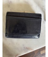 Wilsons Leather Black Leather Tri-fold Wallet Kiss Lock Coin Holder - $26.47