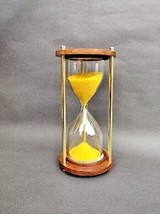 Yellow Sand Timer Antique Nautical Wooden Sand Clock Hourglass Collectab... - $22.96