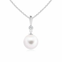 Angara 8mm Freshwater Pearl Solitaire Pendant Necklace in 14K White Gold - £247.03 GBP