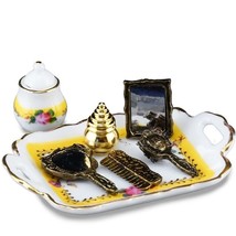 DOLLHOUSE Hair Brush Set Cosmetic Tray 1.706/5 Reutter French Rose Miniature - £21.98 GBP