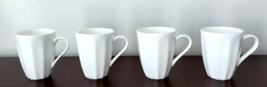 Set of 4 Nevaeh White Fitz &amp; Floyd White Ribbed Mugs  Fine Bone China - £36.75 GBP