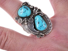 Sz9 Large Vintage Navajo sterling/turquoise ring - £139.34 GBP