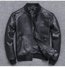 Classic man genuine leather coat,fashion sheepskin top gun jacket.plus size,Casu - $185.99