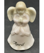 Vintage April Birthday Angel Porcelain Miniature Bell - $218.47 MXN