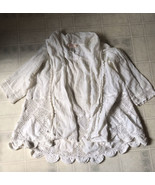 Band of Gypsies White Embroidered Lace Inset 3/4 Sleeve Cardigan Open Front - £44.58 GBP