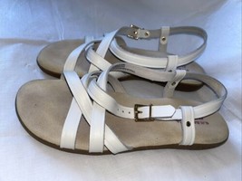 GH BASS Sunjuns Women&#39;s White Leather Sandals Strappy Margie Sandals 8M - £22.19 GBP