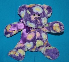 Animal Adventure Teddy Bear 9&quot; Valentines Day Hearts Bow Purple Plush Soft Toy - $10.70