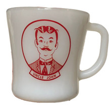 VTG Uncle John Federal Milk Glass Coffee Mug Cup Heat Proof Rare Fire King 14oz - $27.71