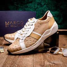 Lyon II Genuine Ostrich and Calfskin Fashion Sneaker Orix / White image 10