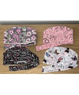 4 Elastic Tie Scrub Caps Pink Butterflies, Bandana, Retro Floral, Breast... - $19.80