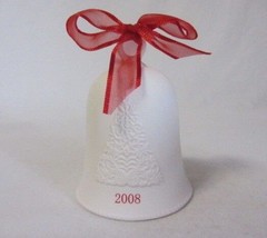 Hallmark Keepsake Porcelain White Bell w/ Christmas Tree Ornament 2008 - £5.44 GBP