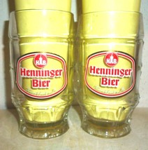 2 Henninger +2002 Frankfurt Henninger Bier 0.2L German Beer Glasses Seidel - £10.35 GBP