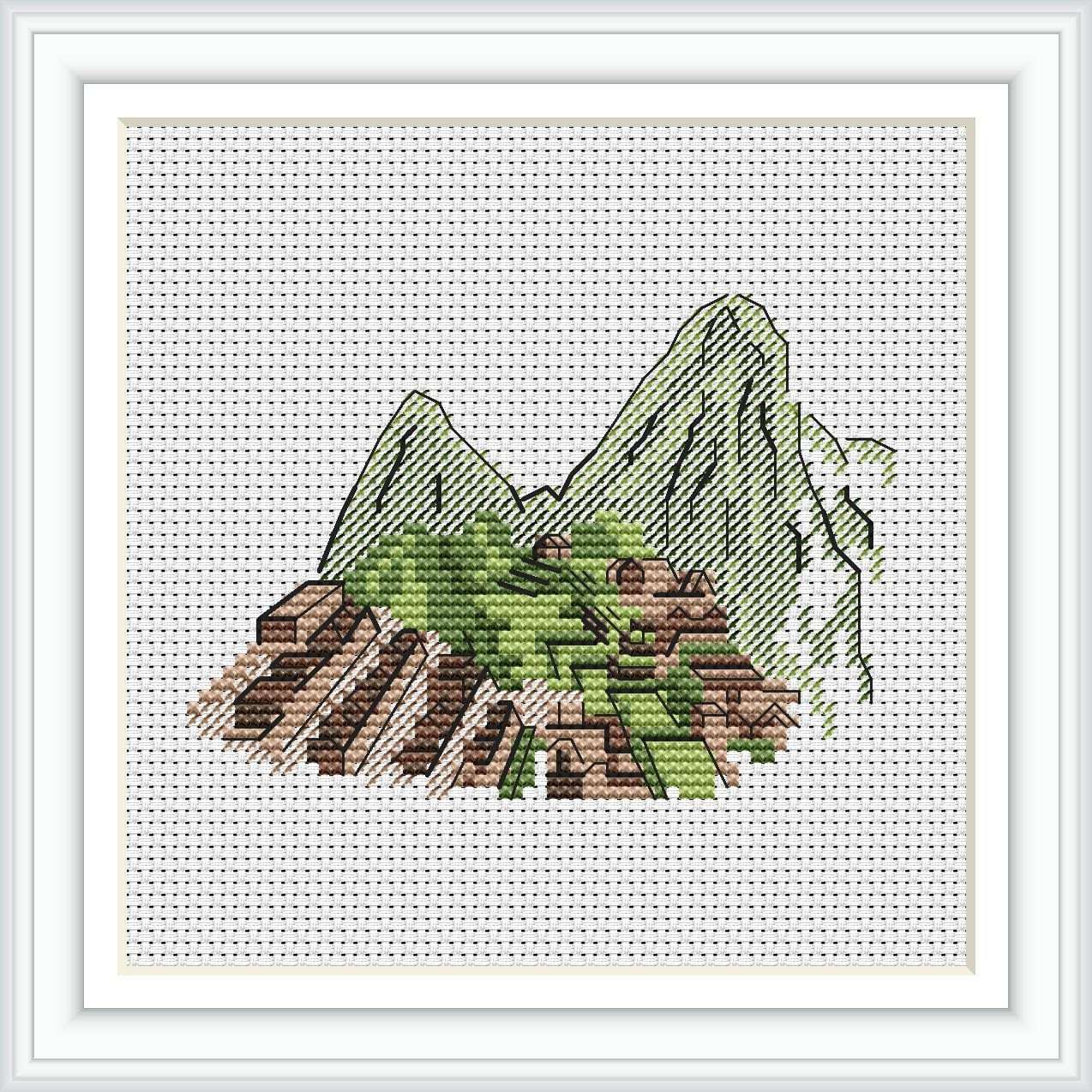 Machu Picchu Cross Stitch Peru Pattern pdf - Travel cross stitch Inca em... - $3.29
