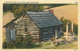 Linen KY Postcard L436 Mountain Home in the Great Smoky Mts Water Well Log Cabin - £5.36 GBP