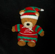 PRESTIGE TOY MERRY CHRISTMAS TEDDY BEAR RED &amp; GREEN STUFFED ANIMAL PLUSH... - £26.48 GBP