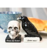 Ceramic Quote The Raven Nevermore Skull Salt And Pepper Shakers Figurine... - $23.52 CAD
