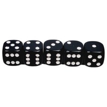 Yahtzee Texas Hold&#39;Em Replacement 5 Black Dice - Parker Brothers 2004 - £2.75 GBP
