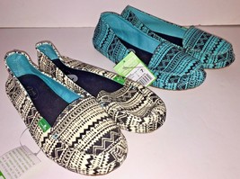Sanuk Womens Flats Canvas Sandals Mirage Slip On Shoes Tribal Studded Lo... - $27.98