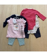 Carters Baby Girl&#39;s 3 Piece Set-2 Bodysuits, 1 Pant Lot Of 2 Size 3 Mont... - $39.51 CAD