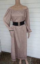 70s Vintage Hippie Dress Polka Dot Maxi House Off Shoulder Long Print XL - €30,40 EUR