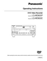 Panasonic LQ-MD800E LQ-MD800P DVD Recorder Owners Instruction Manual - £18.23 GBP