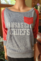 Nike NFL Tee Kansas City Chiefs Gray &amp; Red 3/4 Sleeve Shirt~Women’s Sz Small - £23.68 GBP