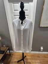 Tahari White Long Sleeve Button-Up Blouse with Snap Closures - $29.70