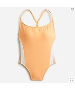 New J Crew Active White Orange Colorblock Open Back Active Swimsuit Sz 8 - £35.02 GBP