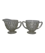 Vintage Fenton Moonstone Hobnail Cream and Sugar Set Opalescent Clear Wh... - $25.65 CAD