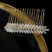 Bridal wedding hair accessories zirconia leaves hair comb bridesmaid vine crysta - £35.41 GBP