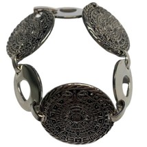 Vintage Mexico sterling Silver Aztec Calender Bracelet 7.75” - £114.56 GBP