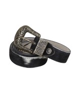 Myra Confident Hairon 1-inch Cowhide Belt Woman Sz X-Large Black White W... - $39.42