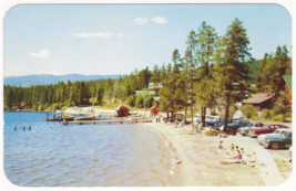 Postcard-Bathing Beach &amp; Boat Landing-Grand Lake CO-Rocky Mt-Old Cars-Chrome-CO4 - £4.98 GBP