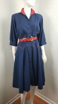 Vtg 80s Does 50s Willi California Circle Skirt Rockabilly Dress Red Blue... - £36.87 GBP