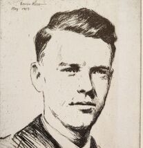 1927 Aviation Charles Lindbergh Art Print Antique Levon West Portrait - $369.97 MXN